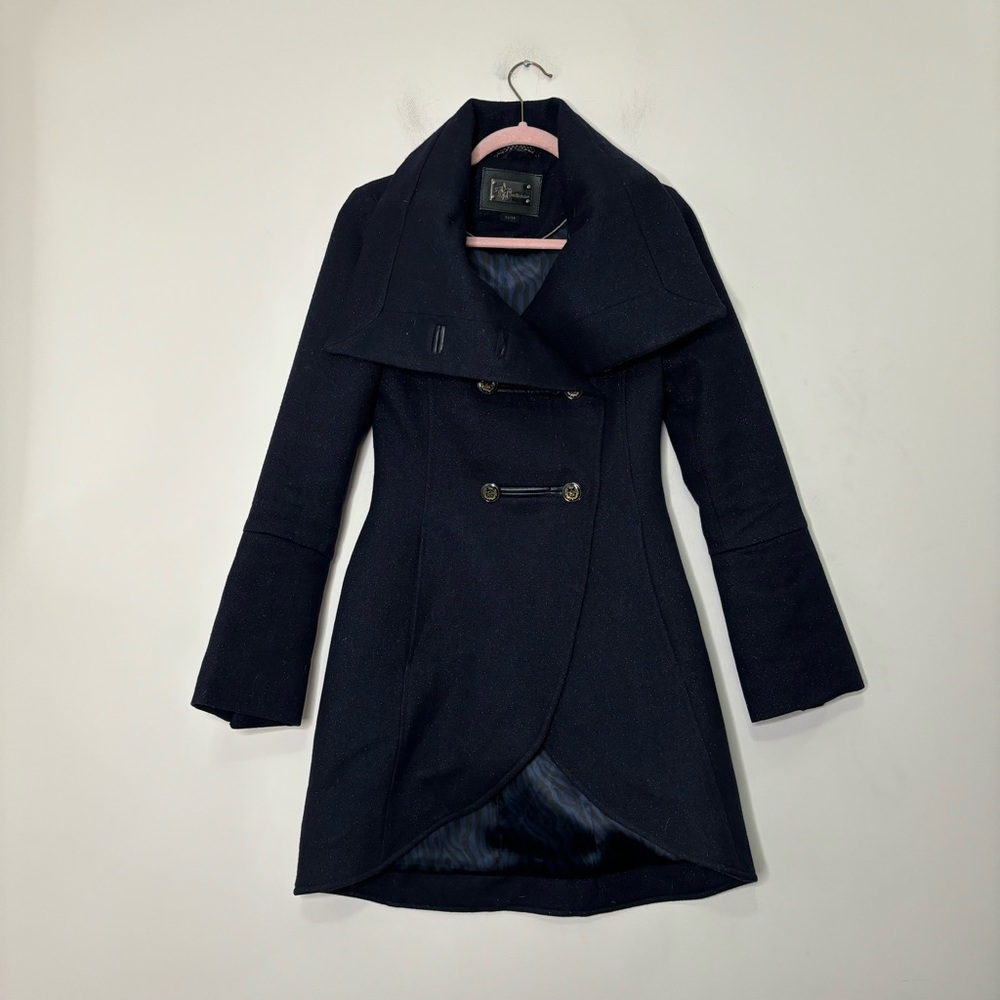 Mackage peacoat navy blue and metallic silver thread XS jacket